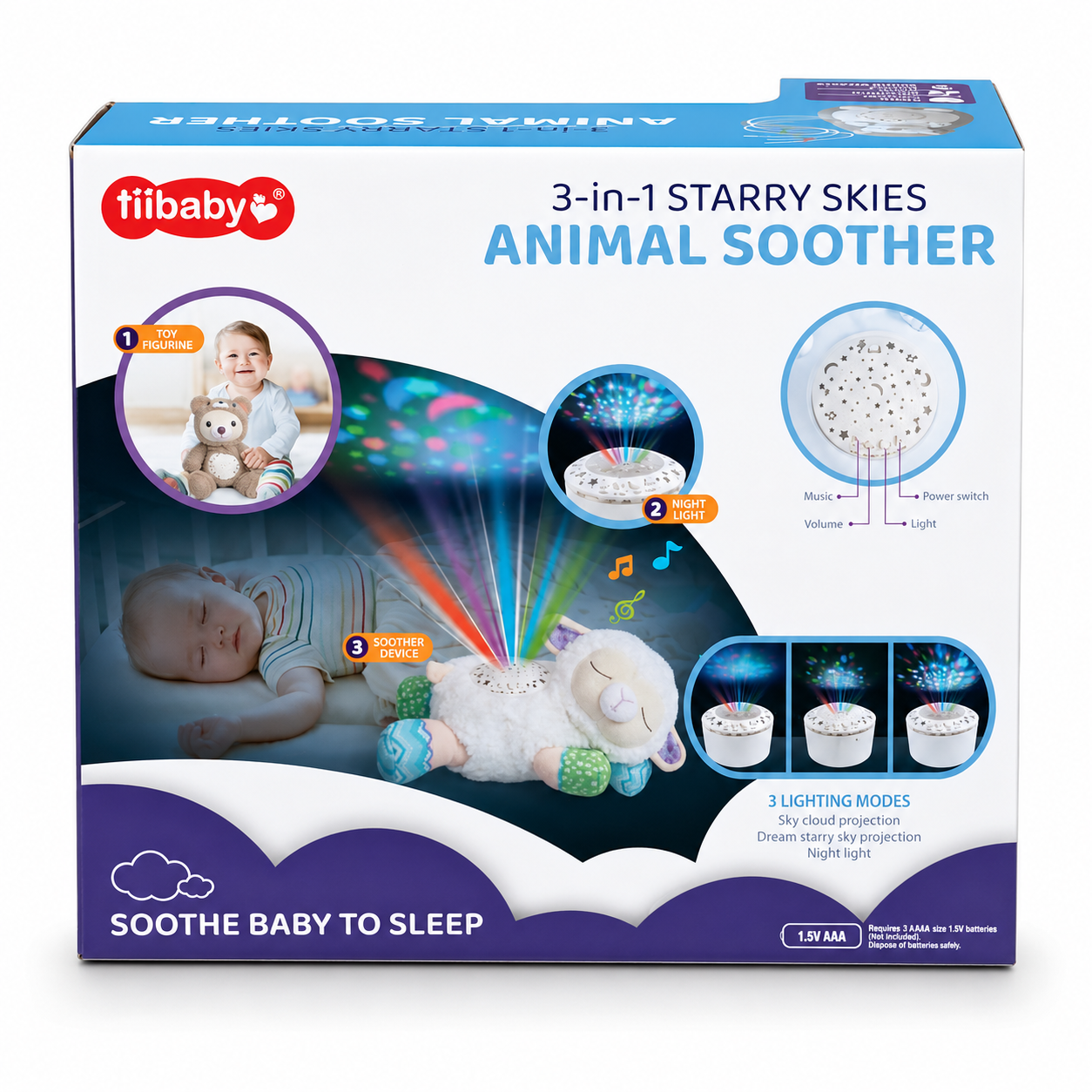 Tiibaby 3 in 1 starry skies Animal soother