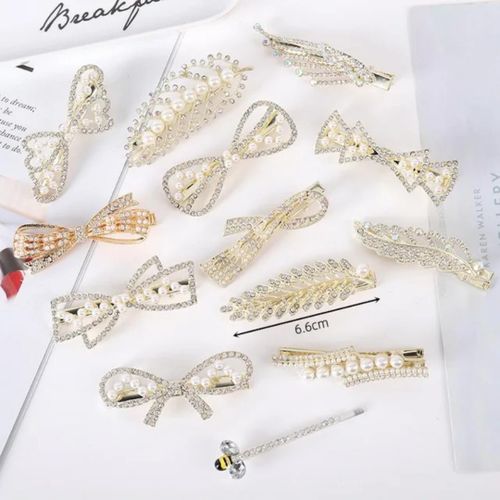 assorted faux pearl and rhinestone embellished hair clips