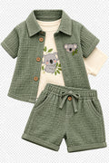 Cute Kaola baby 3 piece boys' clothing set (shirt, t-shirt and shorts)
