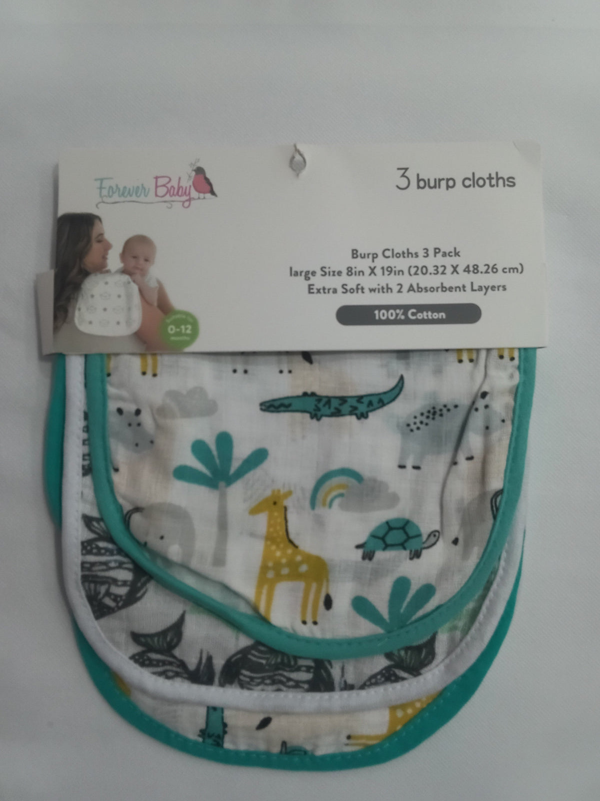 Forever baby burp clothes 3 pack 0-12 months