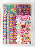 colorful children's hair accessory sets packaged in plastic flower-shaped containers