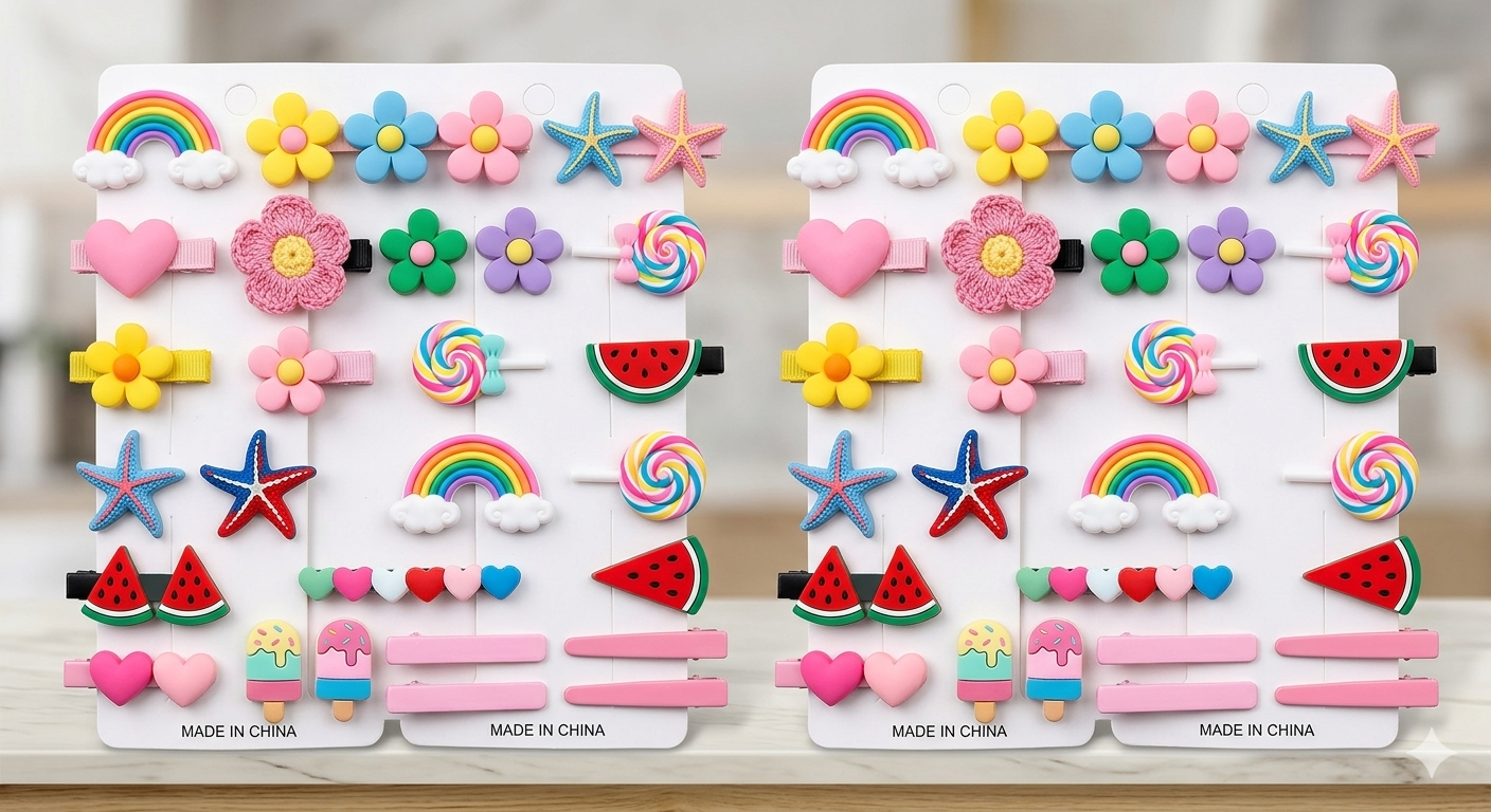 Chicbaby brand hair clip set with various designs