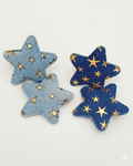 denim star patterned bow hair clip