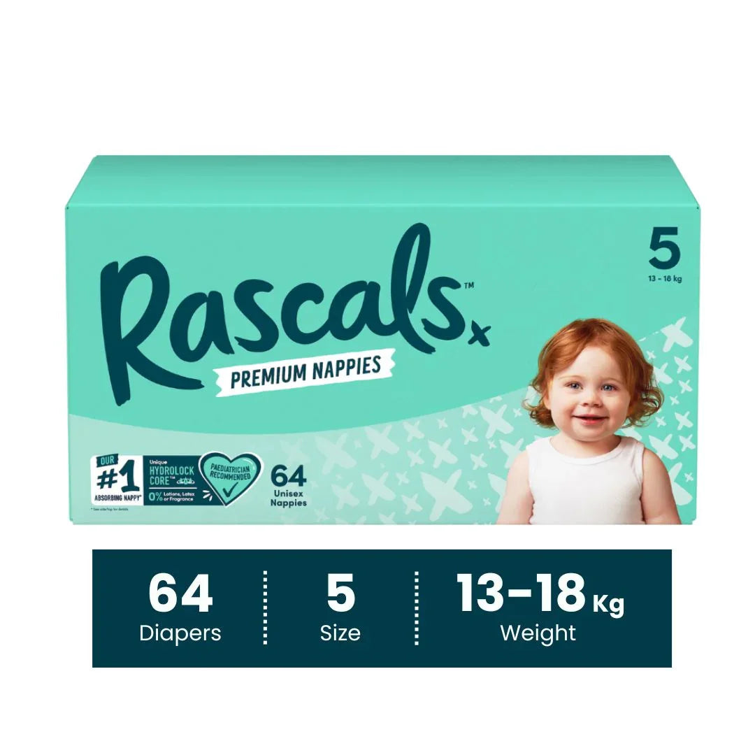 Rascals Jumbo Training Diaper Pants- Size 5, 13-18 kg, 50 Count