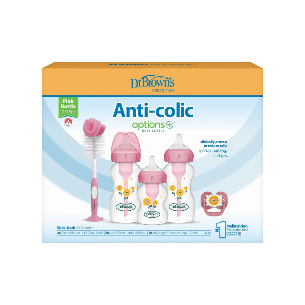 Anti-colic options + baby bottle gift set