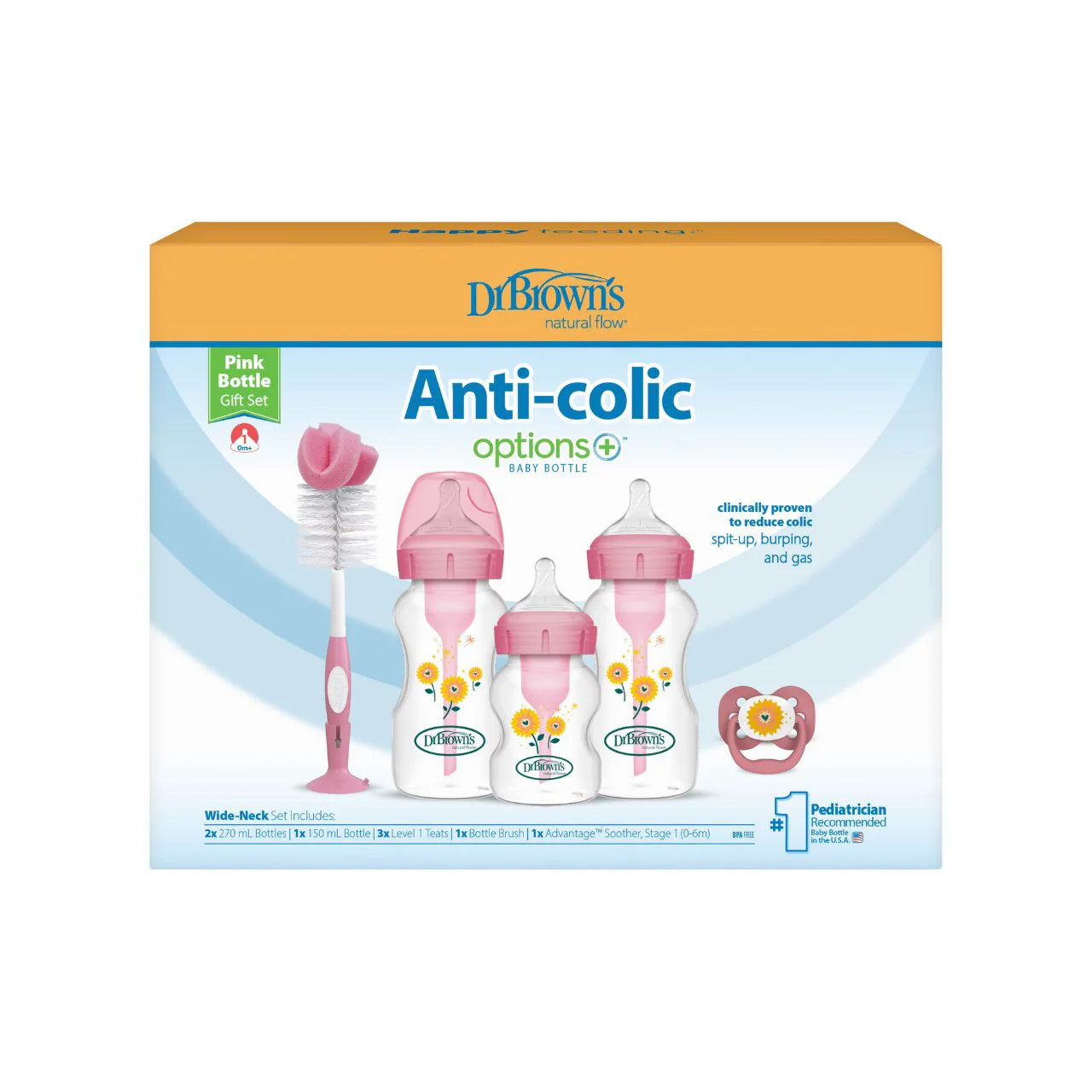 Anti-colic options + baby bottle gift set