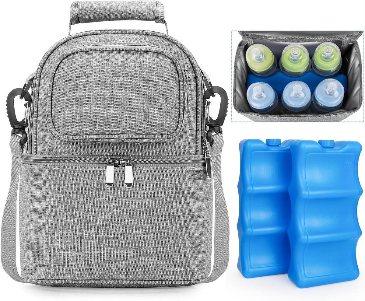 Breastmilk cooler bag with ice pack