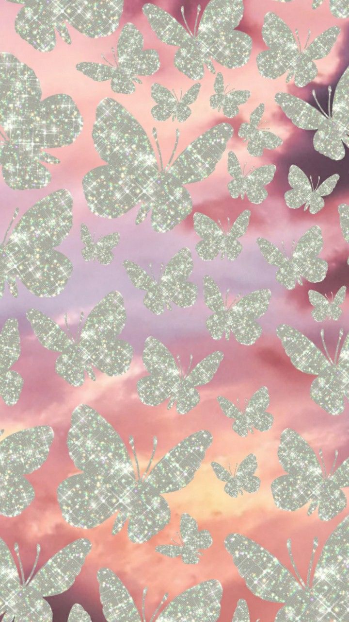 pastel glitter butterfly snap clips