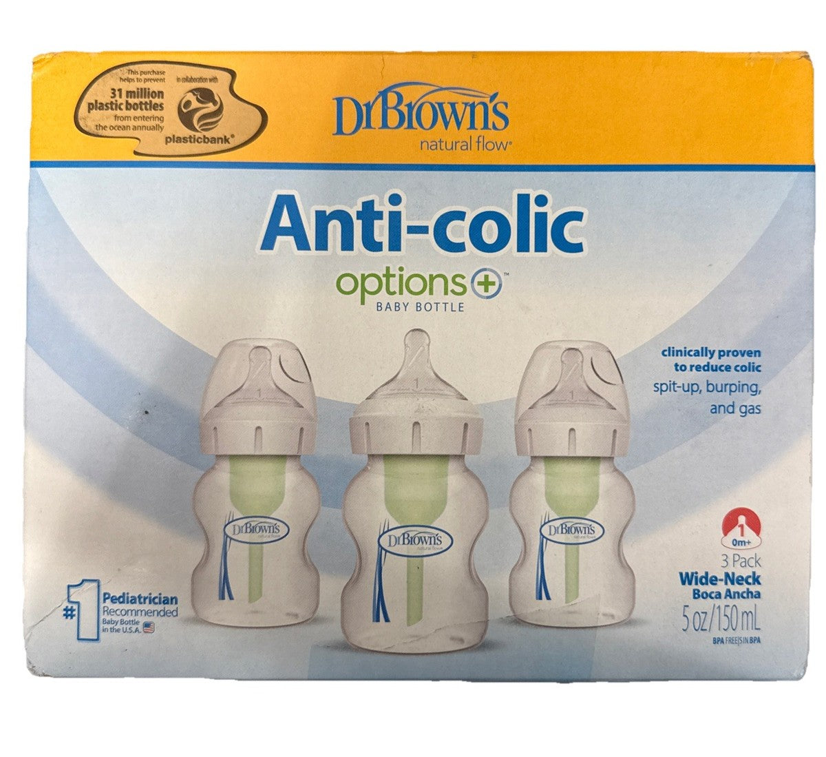 Dr. Brown's Anti-colic Wide-Neck plastic bottles